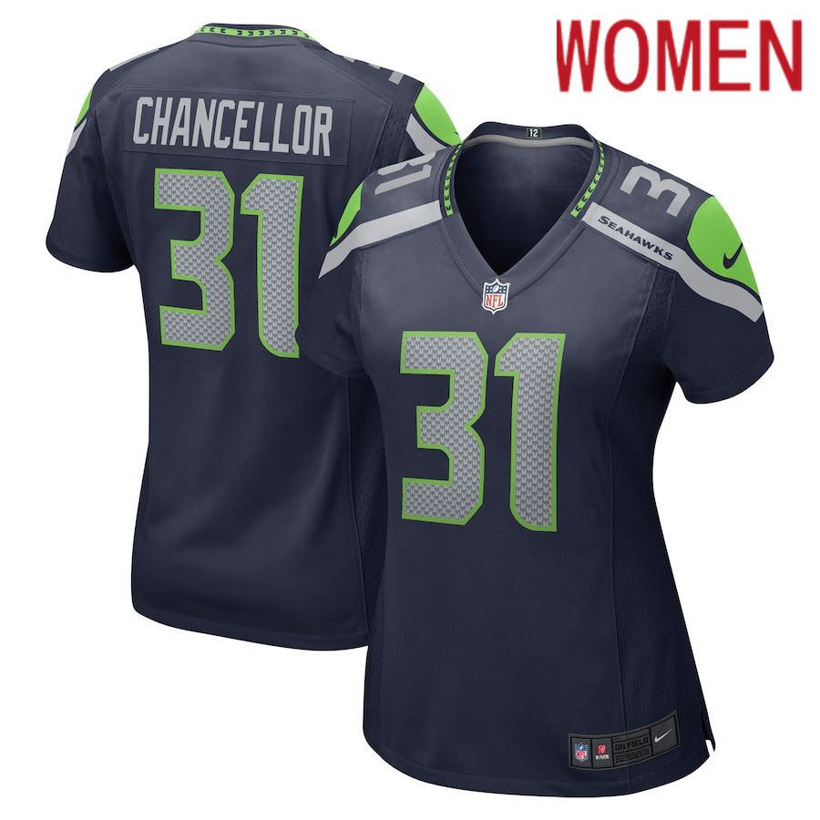 Women Seattle Seahawks #31 Kam Chancellor Nike College Navy Retired Player Game NFL Jersey